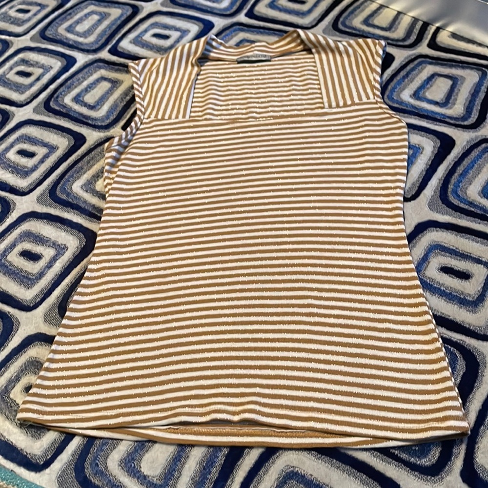 Tan and white striped top
